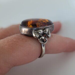 Amber & Sterling Ring